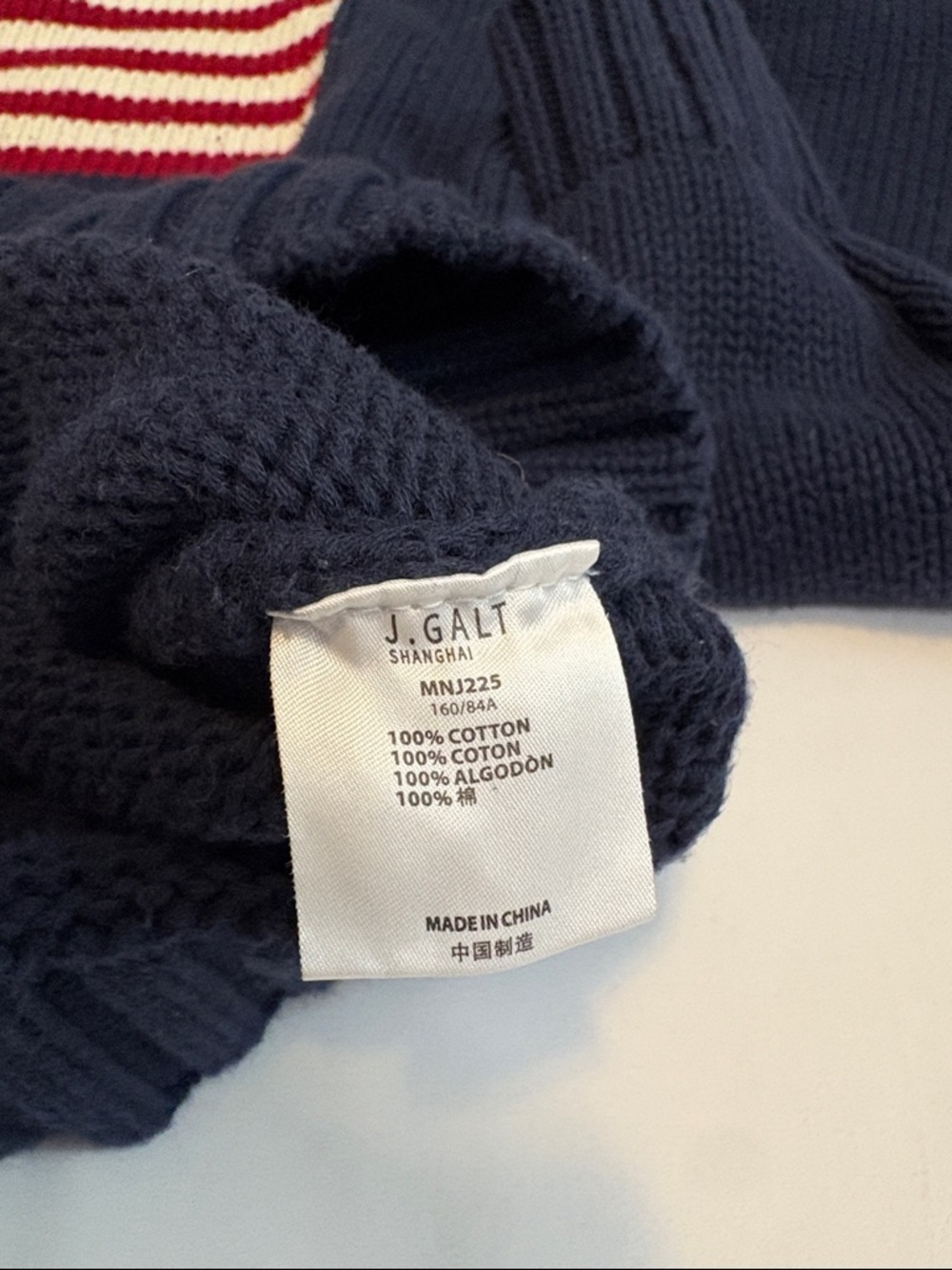 John Galt Navy Iconic American Flag Crew Neck Sweater Chunky Knit Classic July 4 - Picture 3 of 5